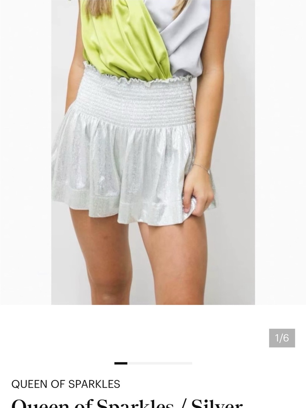 QUEEN OF SPARKLES Silver Metallic Skort